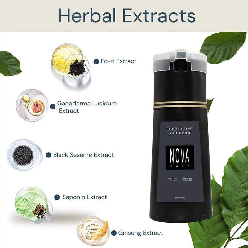 Nova 3-In-1 Hair Coloring Shampoo Oil Control Fluffy Refreshing Hair Dye Quick Dizzy Hair Coloring Shampoo Hair Care Products