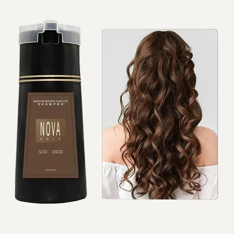 Nova 3-In-1 Hair Coloring Shampoo Oil Control Fluffy Refreshing Hair Dye Quick Dizzy Hair Coloring Shampoo Hair Care Products
