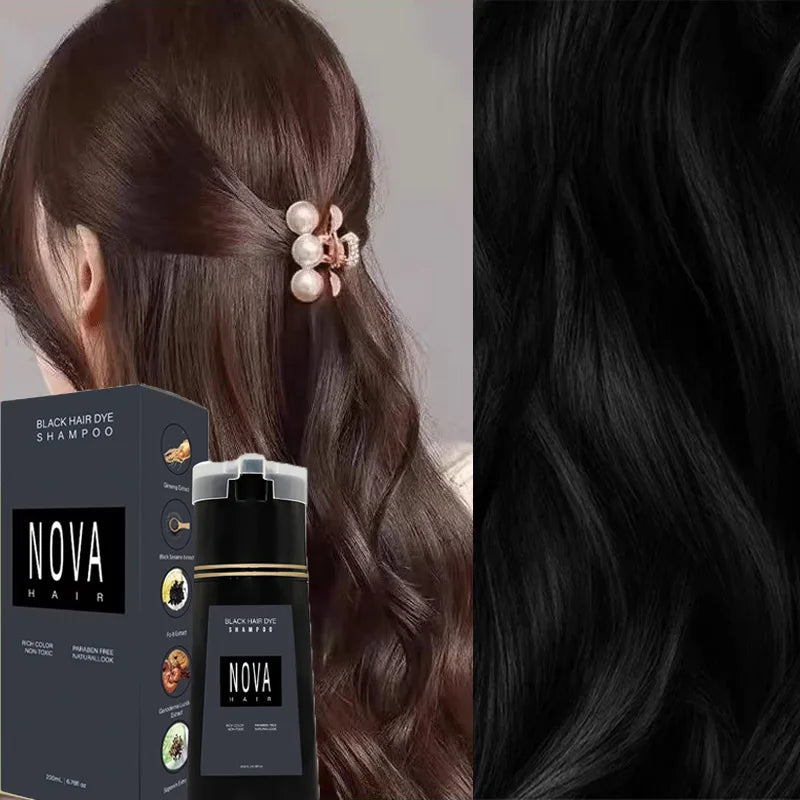 Nova 3-In-1 Hair Coloring Shampoo Oil Control Fluffy Refreshing Hair Dye Quick Dizzy Hair Coloring Shampoo Hair Care Products