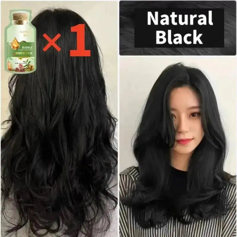 Natural Plant Herbal Hair Dye Shampoo 5 Minutes Change Hair Color Non-Irritating Repairs Gray White Fashion Hair Care Women Men
