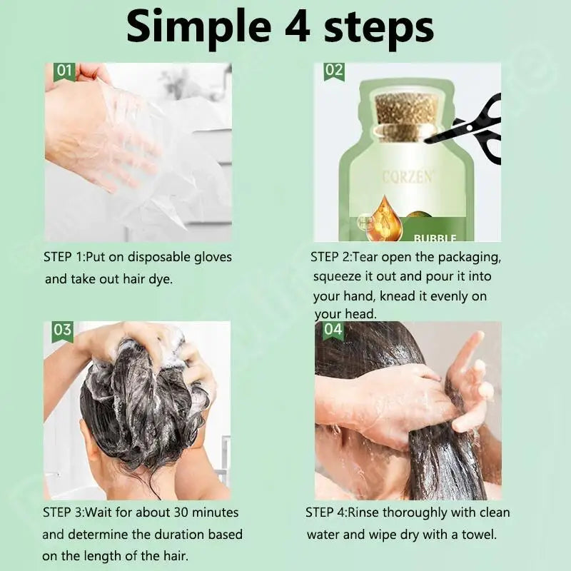 Natural Plant Herbal Hair Dye Shampoo 5 Minutes Change Hair Color Non-Irritating Repairs Gray White Fashion Hair Care Women Men