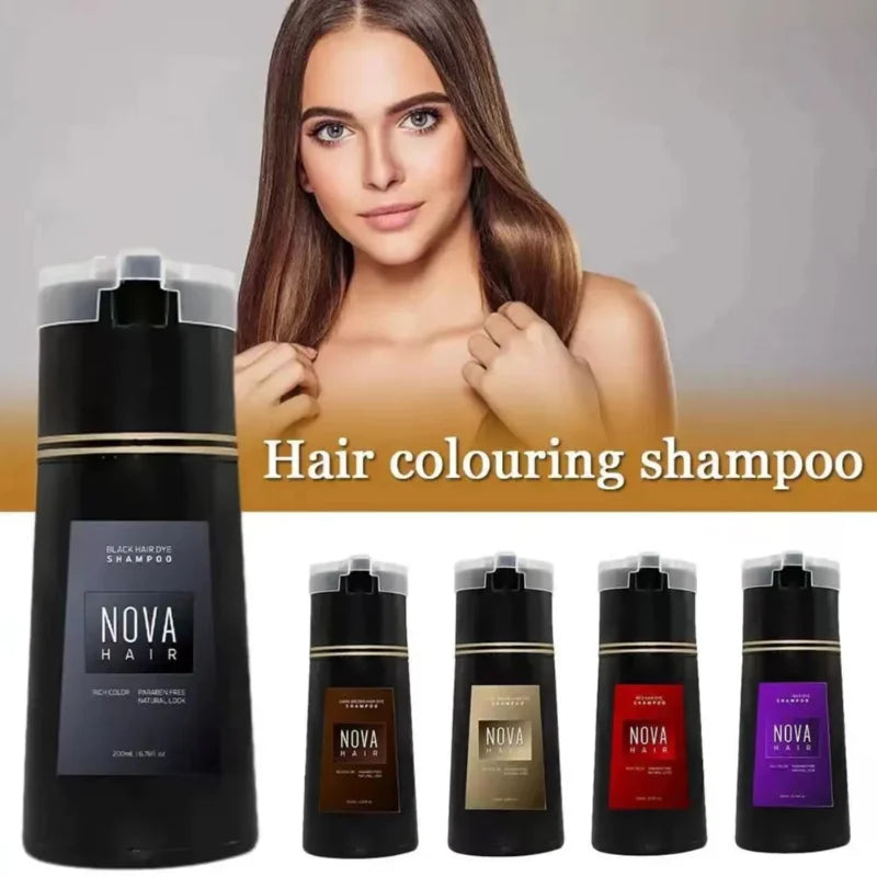 Nova 3-In-1 Hair Coloring Shampoo Oil Control Fluffy Refreshing Hair Dye Quick Dizzy Hair Coloring Shampoo Hair Care Products